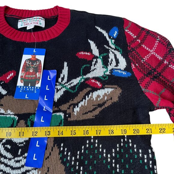 Ugly Holiday Sweater Reindeer Make it Glow Christmas Sweater Men's Large New - Picture 3 of 5